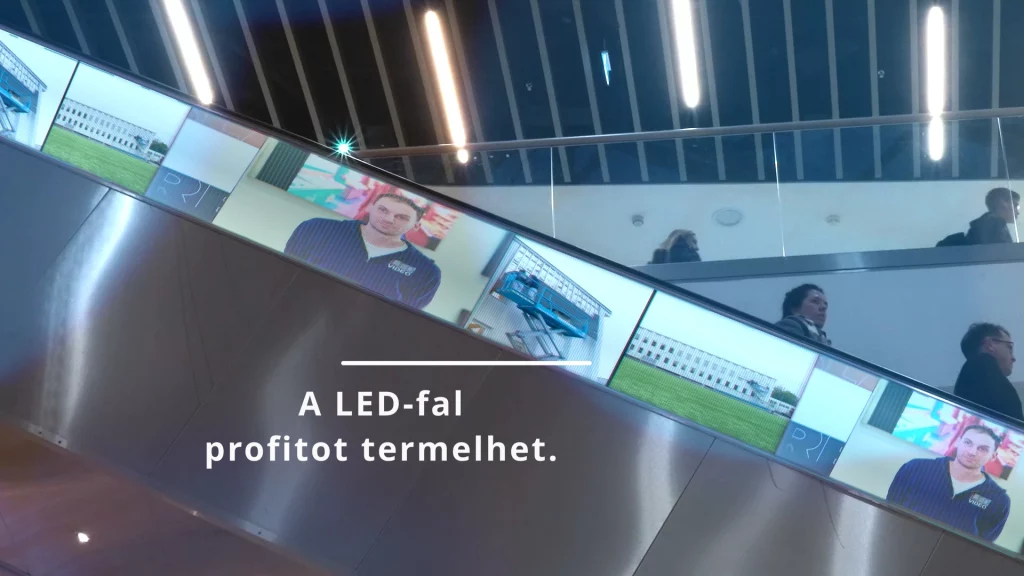 mozgólépcső átlátszó led fal